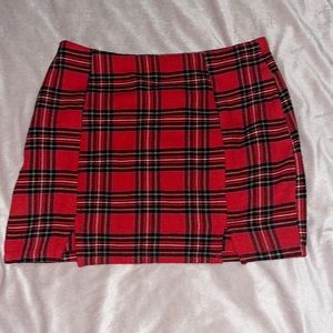 Red plaid skirt